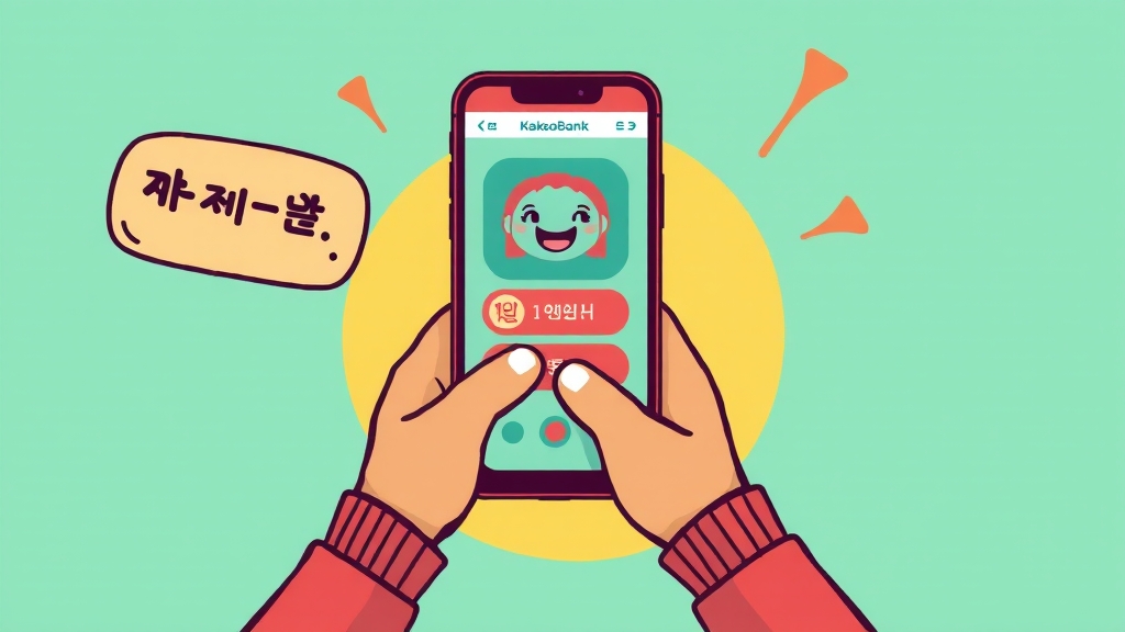 카카오뱅크 간편 조회 방법 (cartoon 스타일)