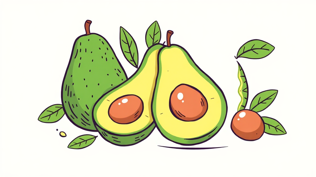 아보카도의 놀라운 건강 효능 7가지 (illustration 스타일)