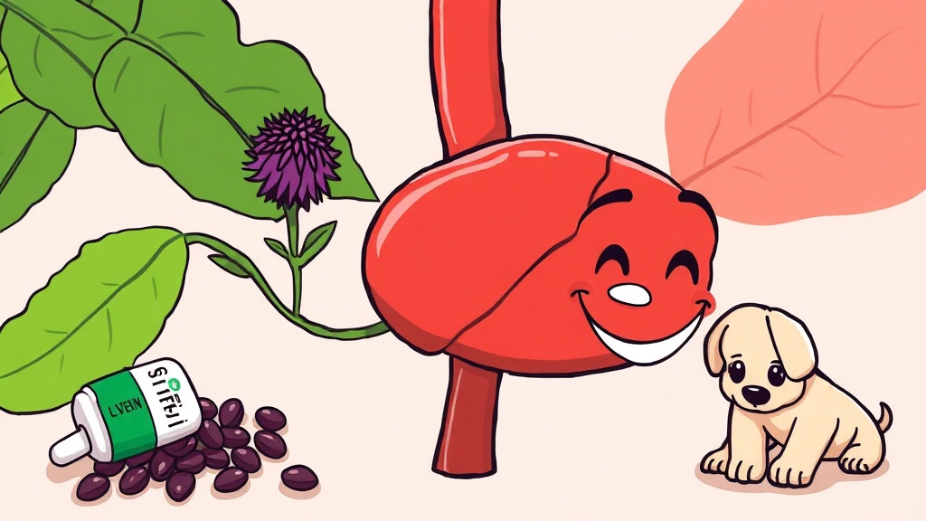 간 건강에 도움이 되는 영양제 (cartoon 스타일)