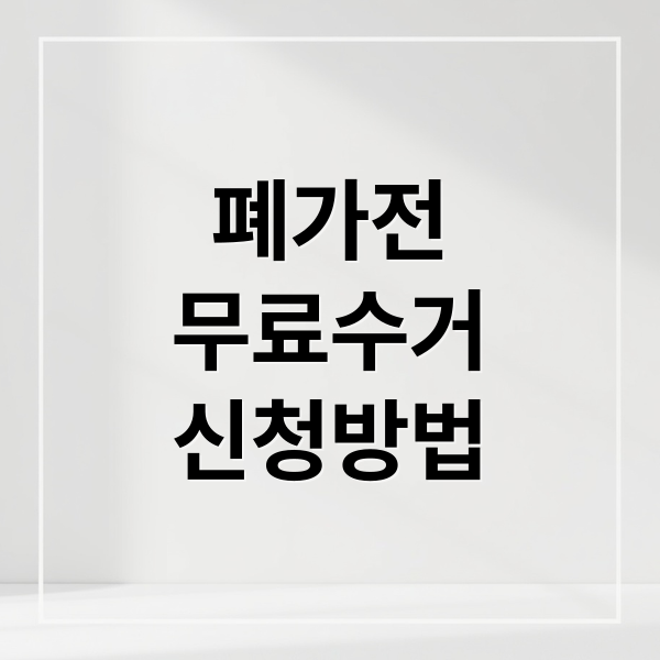 폐가전
무료수거
신청방법 (폐가전 무료수거 서비스)