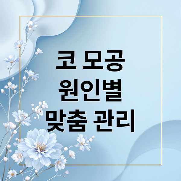 코 모공
원인별
맞춤 관리 (코 모공 줄이는 방법)