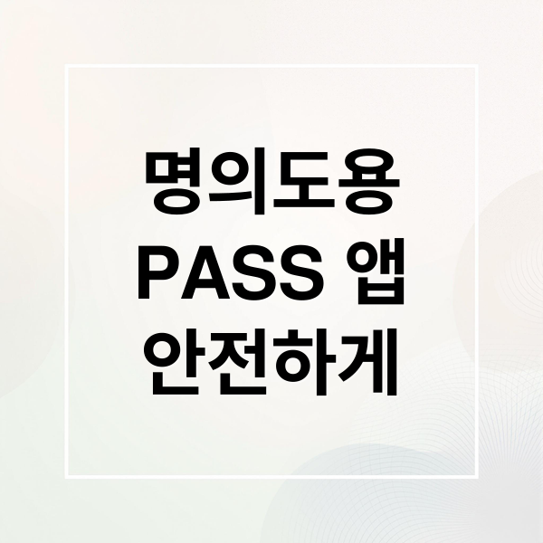 명의도용
PASS 앱
안전하게 (명의도용 방지 서비스)