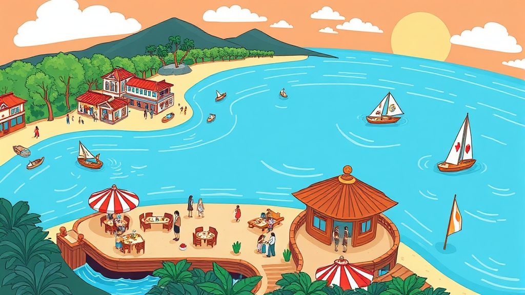 미야코지마 호텔 주변 관광 명소 및 즐길 거리 (cartoon 스타일)