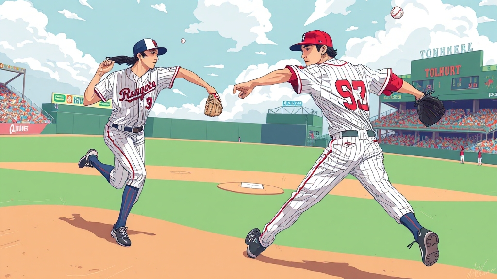 선발 투수 분석: 톨허스트 vs 문동주 (illustration 스타일)