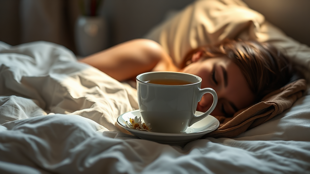 숙면을 위한 캐모마일차의 놀라운 효과 (realistic 스타일)