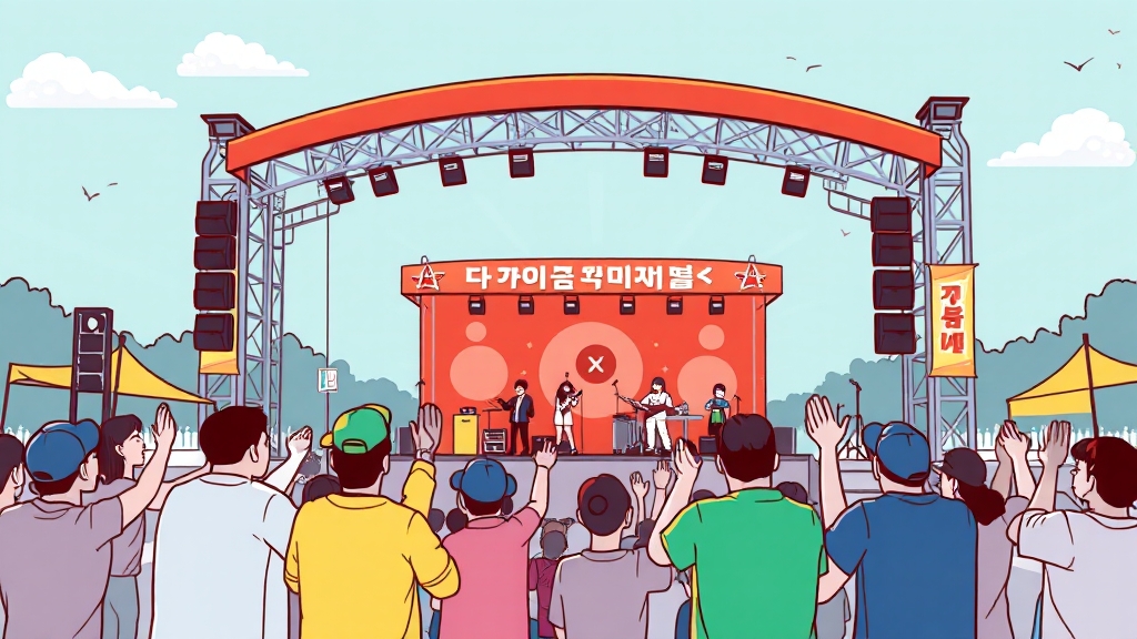 축제 일정 및 라인업 (cartoon 스타일)