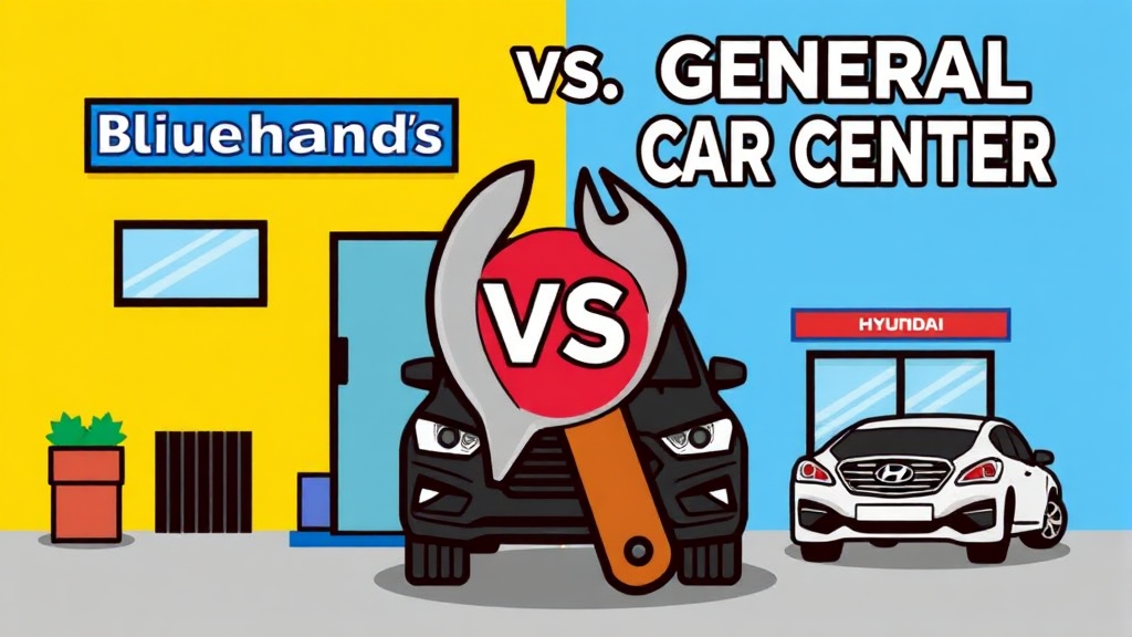 블루핸즈 vs 일반 카센터, 현명한 선택은? (cartoon 스타일)