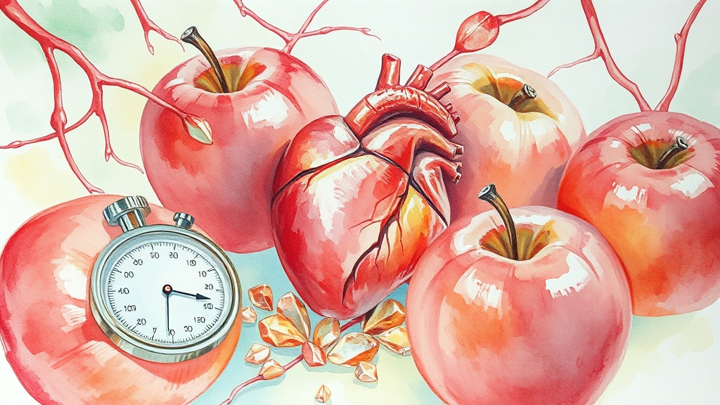 사과와 심혈관 건강의 관계 (watercolor 스타일)