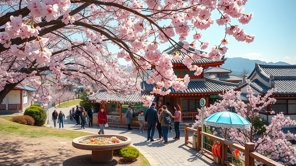 충청북도 벚꽃 명소: 봄의 절정을 담다 (realistic 스타일)