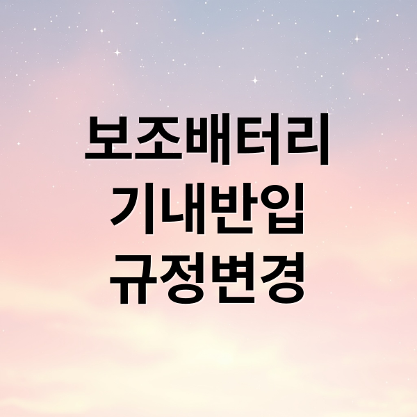 보조배터리
기내반입
규정변경 (비행기 보조밧데리 반입규정 26년 1월)