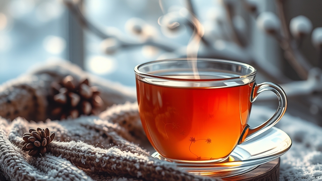 몸을 따뜻하게 하는 한방차 (realistic 스타일)