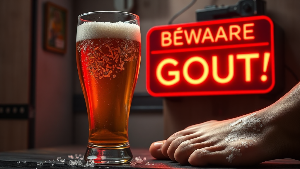 통풍과 술: 맥주, 정말 위험할까? (realistic 스타일)