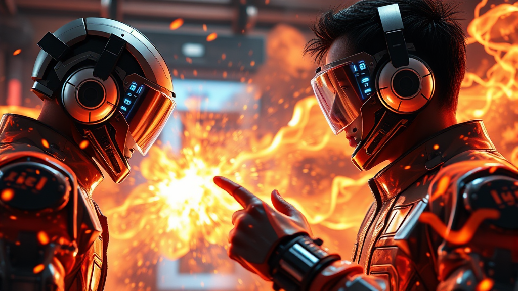 삼성 vs SK, HBM 경쟁 심화 (realistic 스타일)