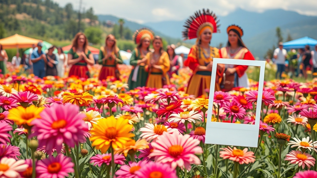 축제 즐기기: 체험 부스 및 공연 (realistic 스타일)