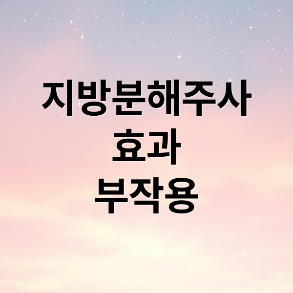 지방분해주사
효과
부작용 (지방분해 주사 가격 효과 부작용)