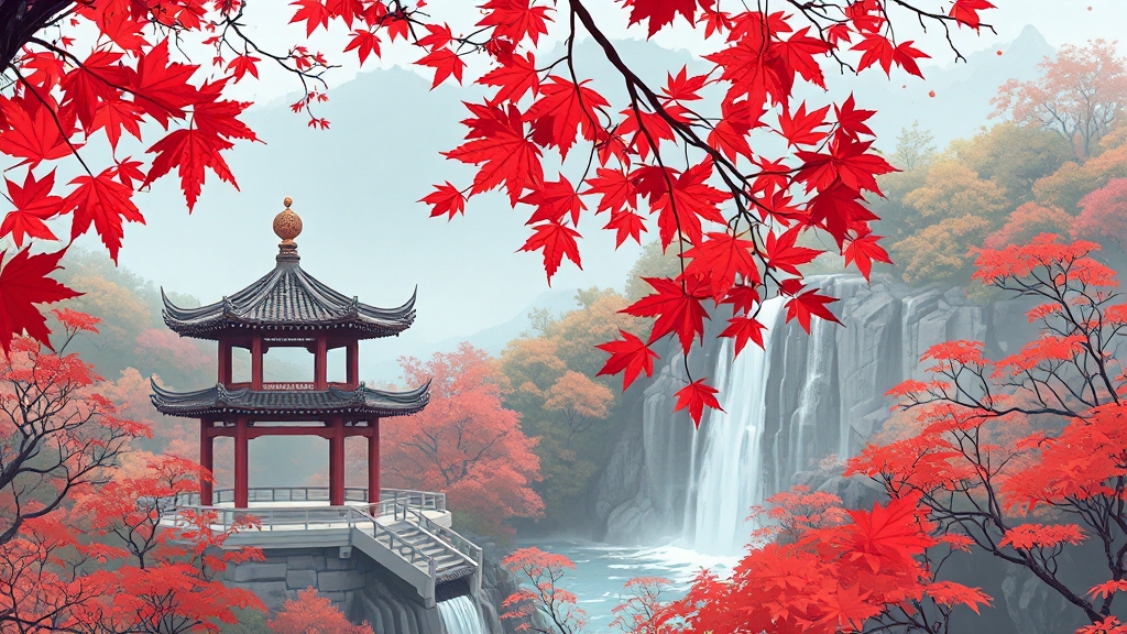 의림지 가을 단풍 (illustration 스타일)