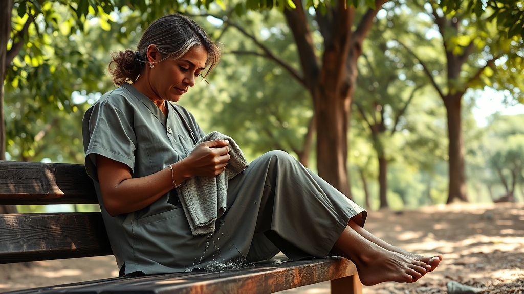 온열질환 발생 시 응급처치 (realistic 스타일)