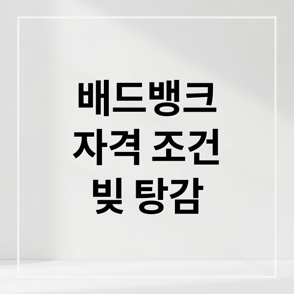 배드뱅크
자격 조건
빚 탕감 (배드뱅크 신청 대상자)