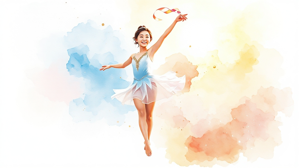 손연재 리듬체조 선수 시절: 주요 경기 및 업적 (watercolor 스타일)