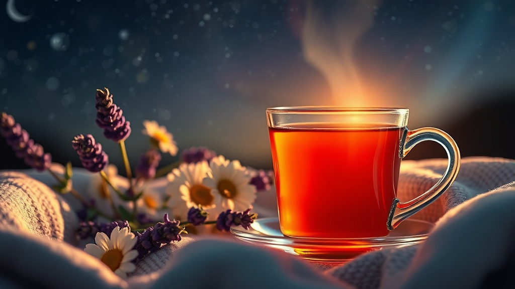 따뜻한 불면증 차 한 잔으로 맞이하는 편안한 밤 (realistic 스타일)