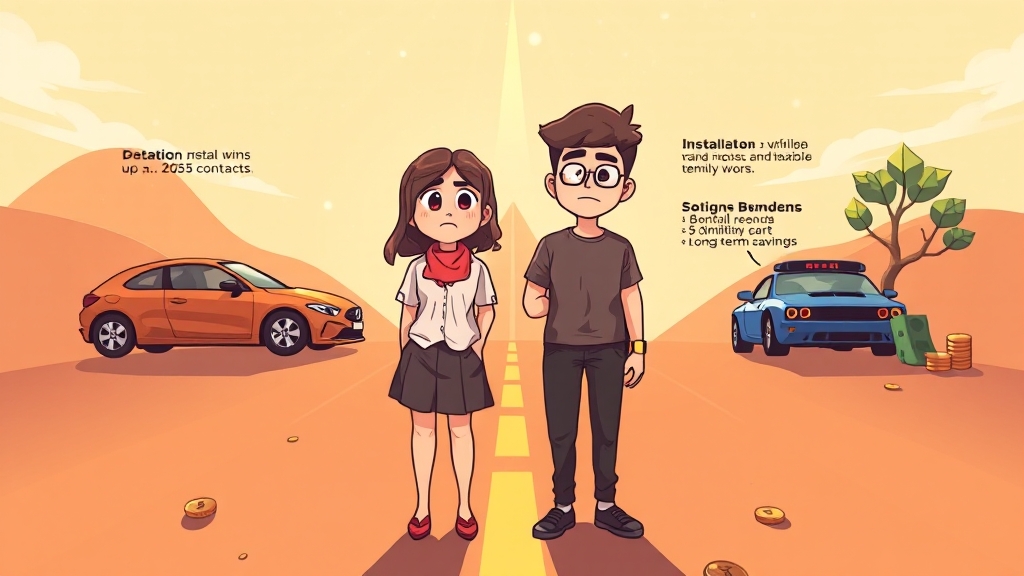 2025 팰리세이드: 할부 vs 장기렌트 (cartoon 스타일)