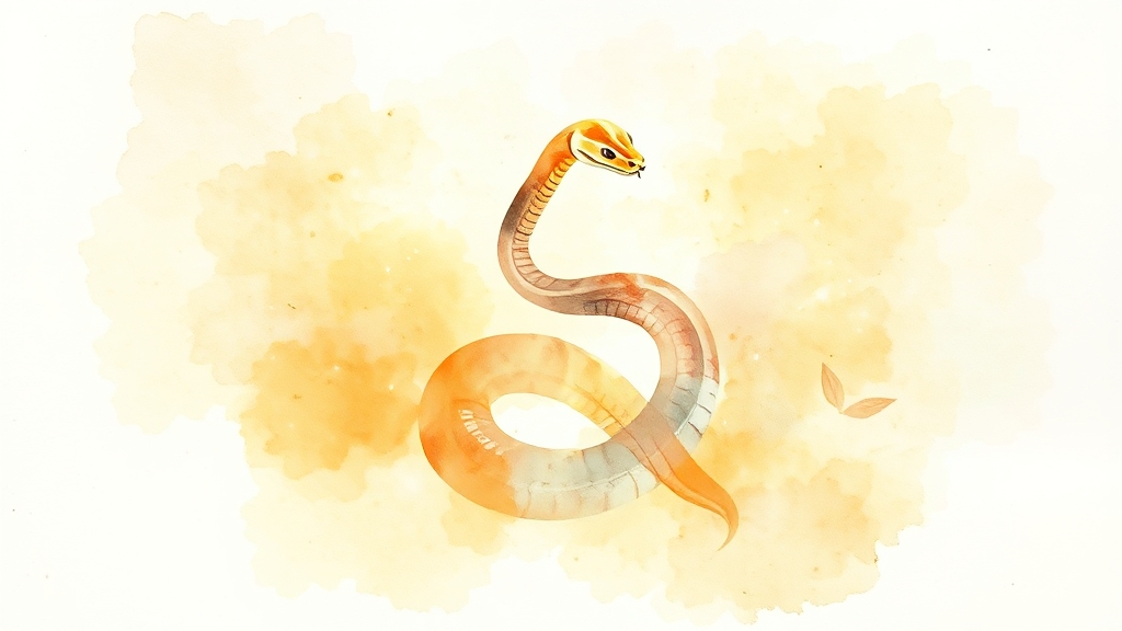 뱀 꿈: 변화와 기회의 메시지 (watercolor 스타일)