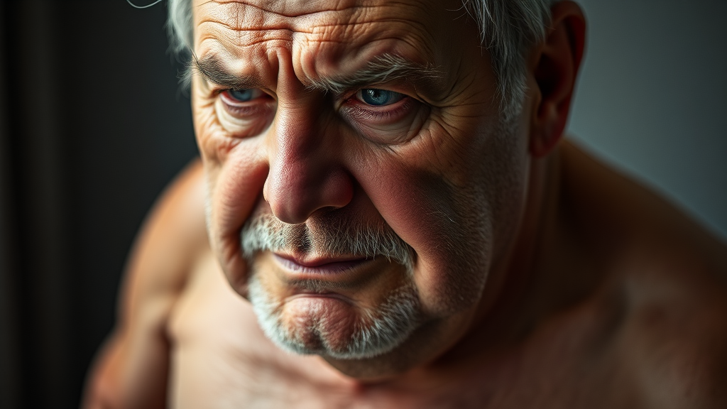 남성 갱년기 주요 증상 (realistic 스타일)