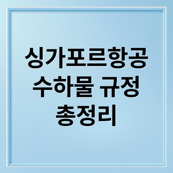 싱가포르항공
수하물 규정
총정리 (싱가포르 항공 수하물 규정)