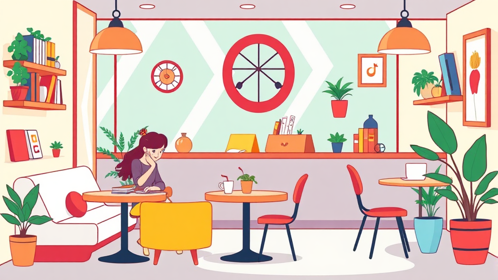 스터디카페 개설 준비: 성공적인 공간 구성 전략 (cartoon 스타일)