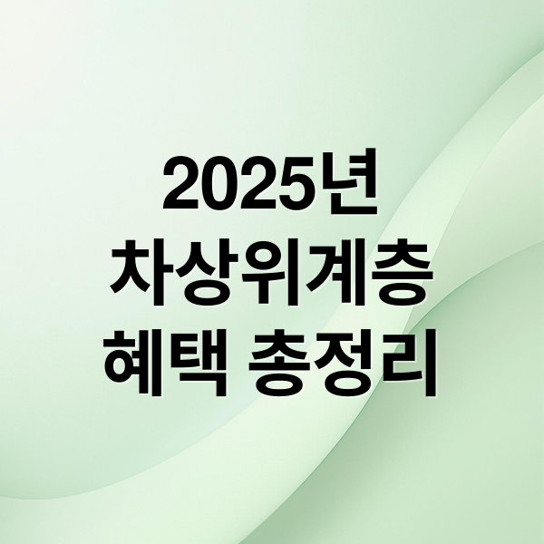 2025년
차상위계층
혜택 총정리 (차상위 계층 기준 및 혜택)