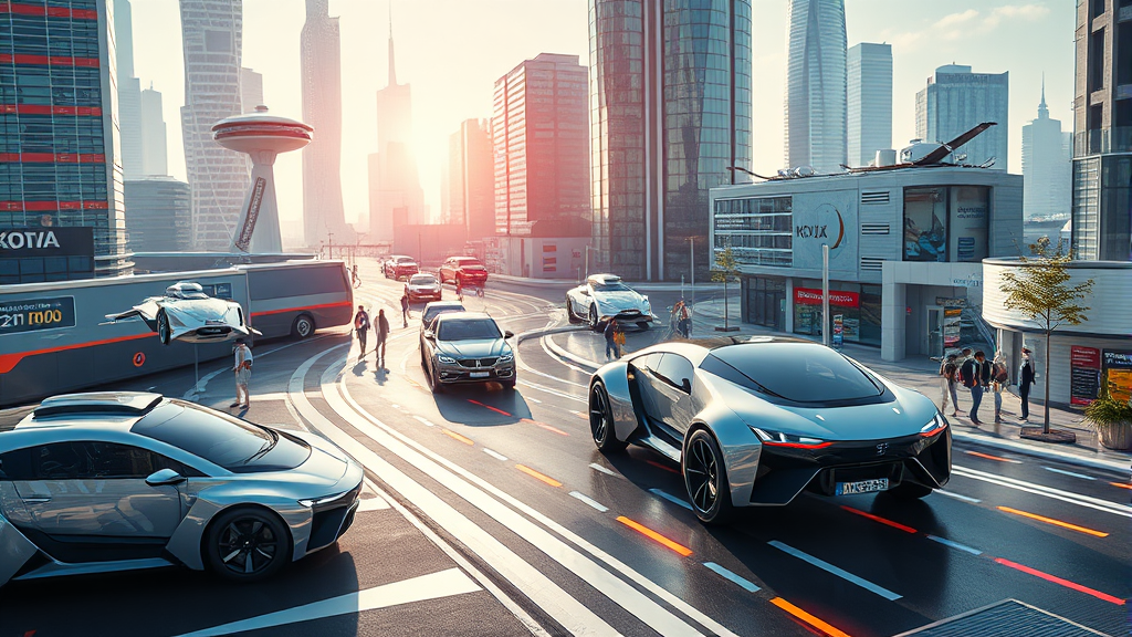 미래 모빌리티 산업 전망 (realistic 스타일)