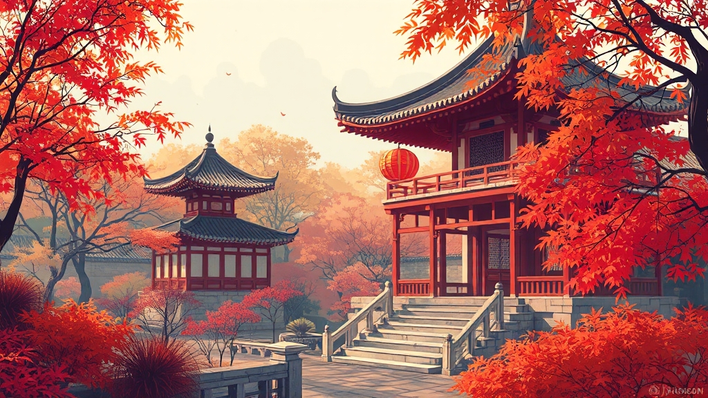 아침고요수목원 단풍정원 (illustration 스타일)