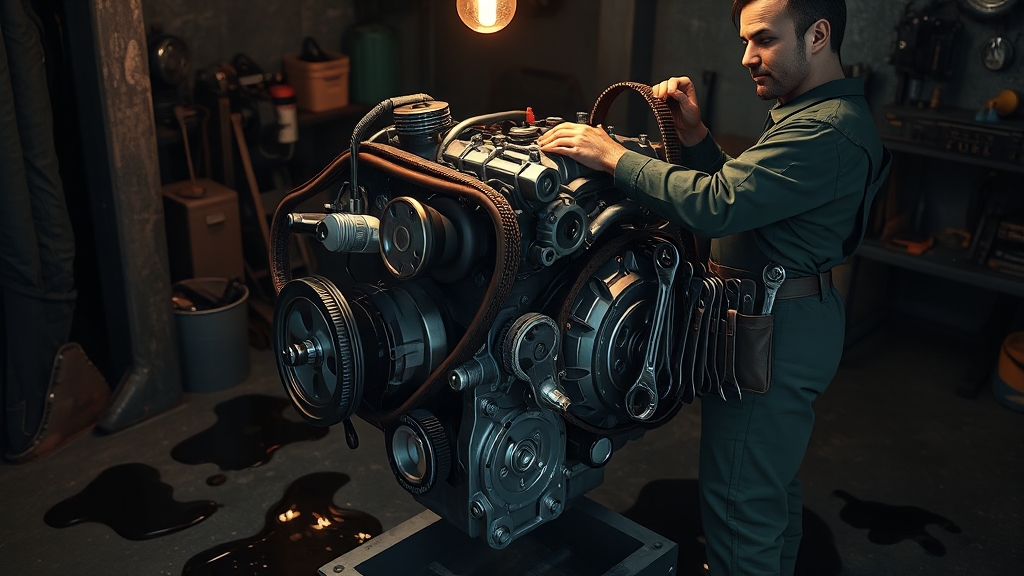 엔진 소음, 원인과 점검 (realistic 스타일)