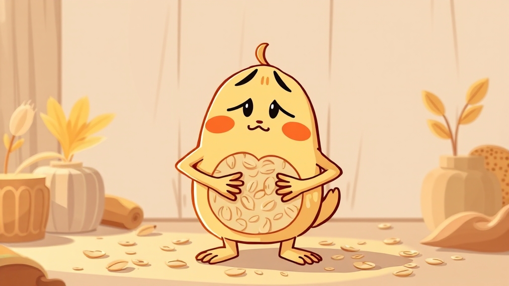 귀리 섭취 시 주의사항 (cartoon 스타일)