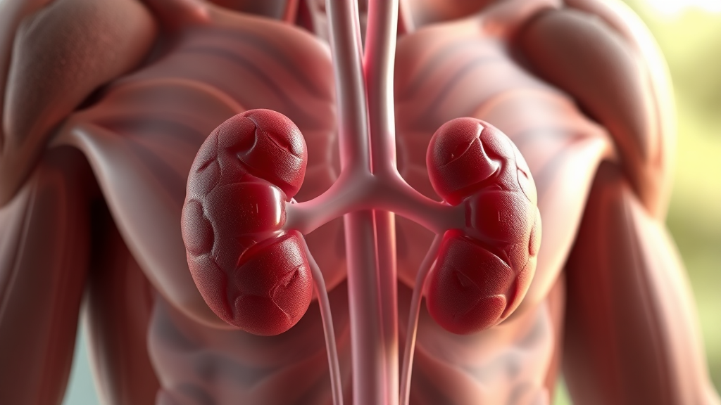 근육량 감소와 신장 기능 악화의 연결고리 (realistic 스타일)