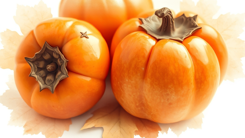 홍시 vs 연시 vs 단감: 차이점 비교 (watercolor 스타일)