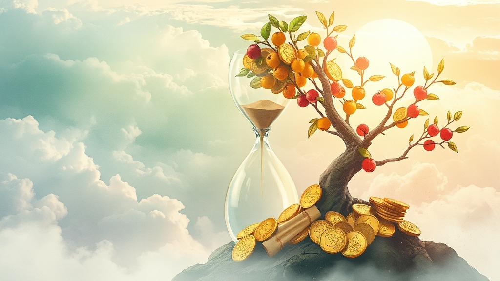 장기 투자, 복리 효과를 누려라! (watercolor 스타일)