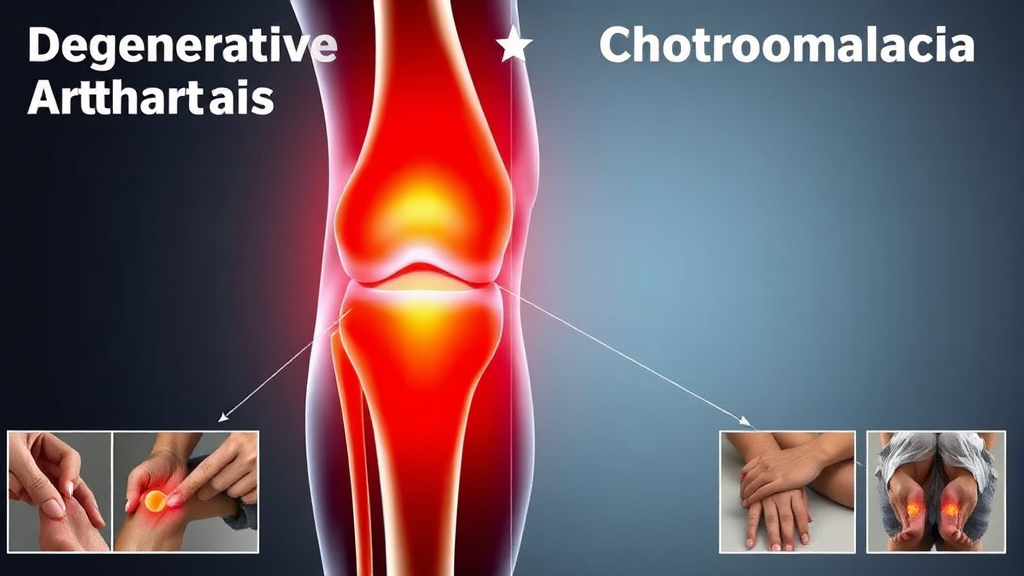 퇴행성 관절염, 연골연화증: 무릎 통증의 흔한 질환들 (realistic 스타일)
