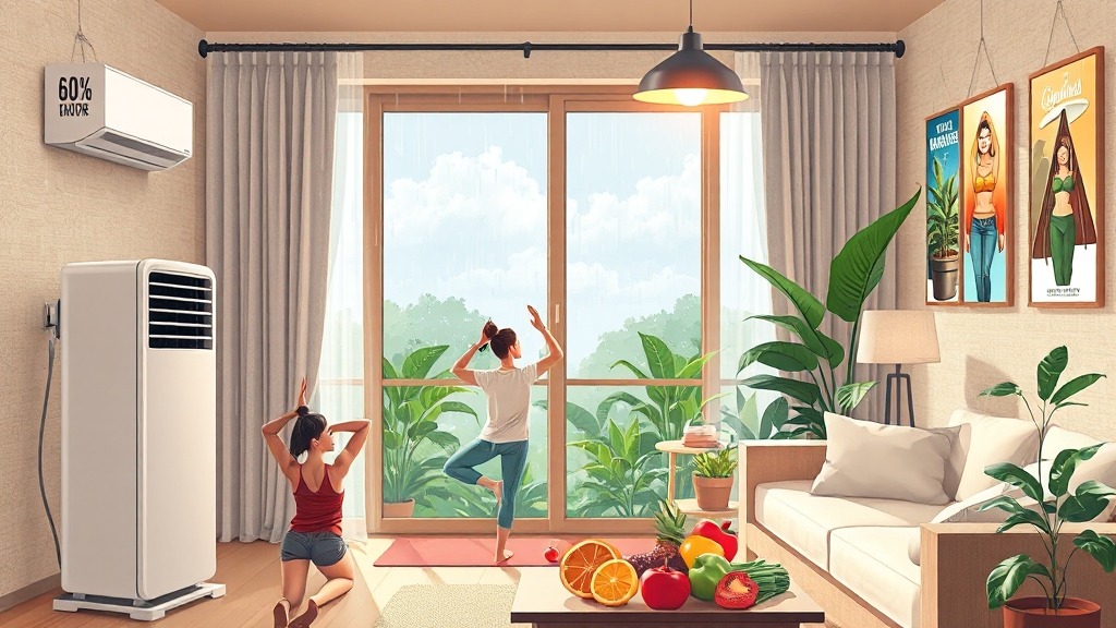 실내 습도 및 건강 관리법 (illustration 스타일)