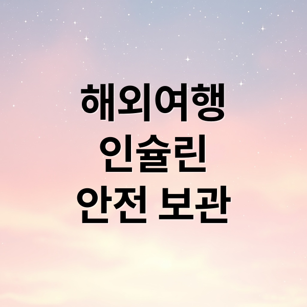 해외여행
인슐린
안전 보관 (해외여행 중 인슐린 보관 실수)