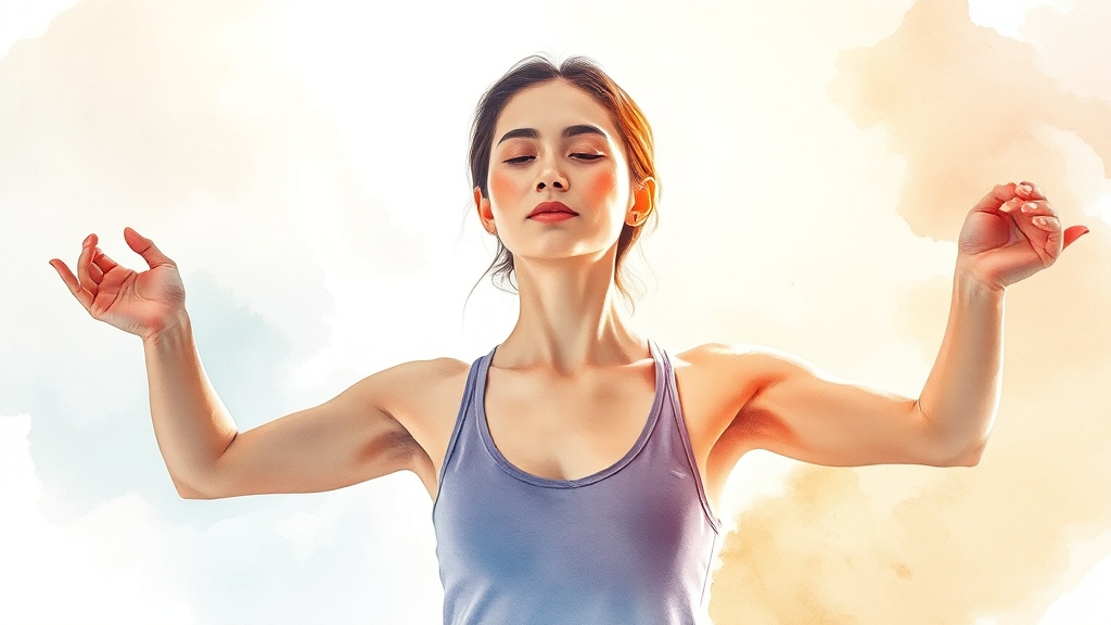 거북목 교정 시 주의사항 (watercolor 스타일)