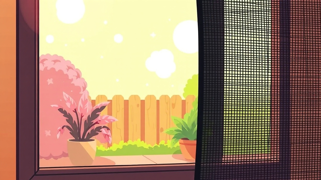 다른 소재 방충망과 비교 (cartoon 스타일)