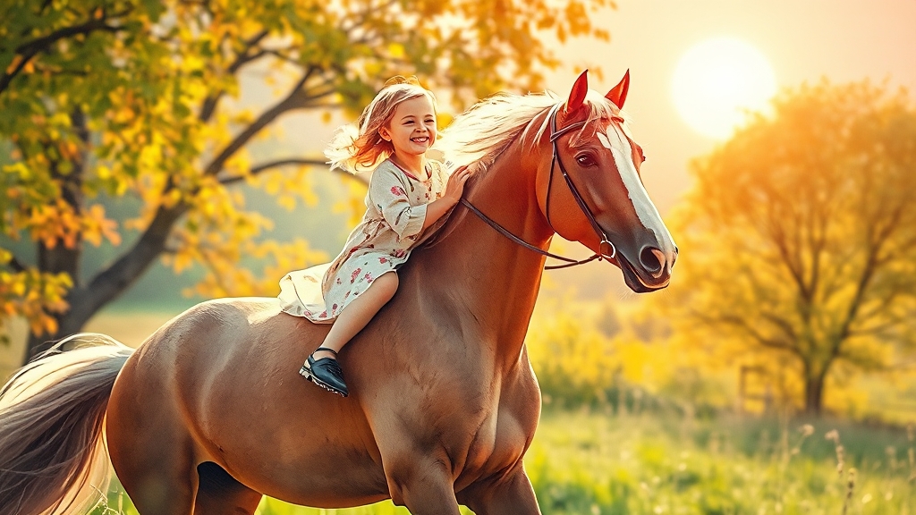 승마 체험, 우리 아이에게 어떤 도움이 될까요? (watercolor 스타일)