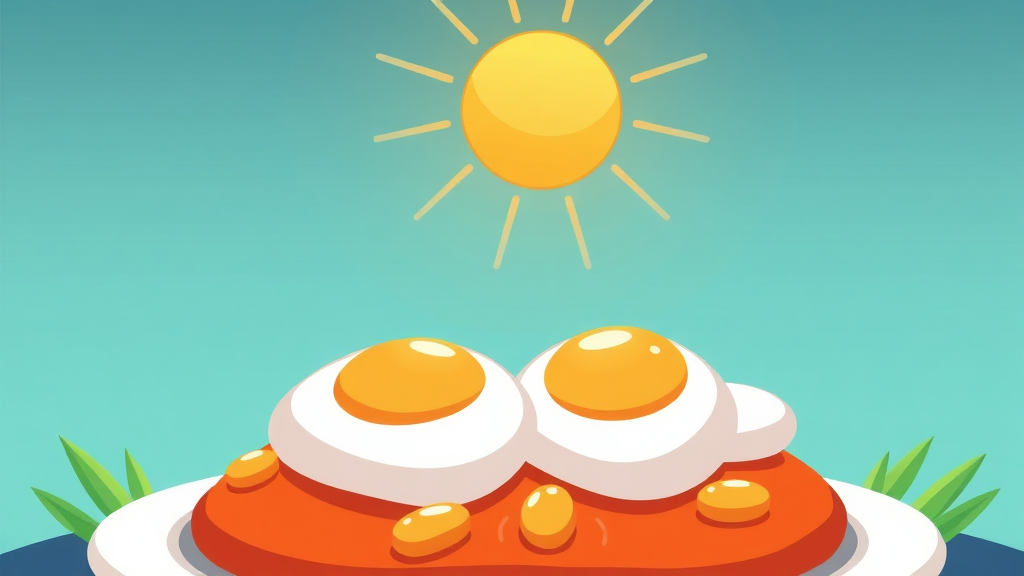 햇빛과 음식: 비타민 D의 주요 공급원 (cartoon 스타일)