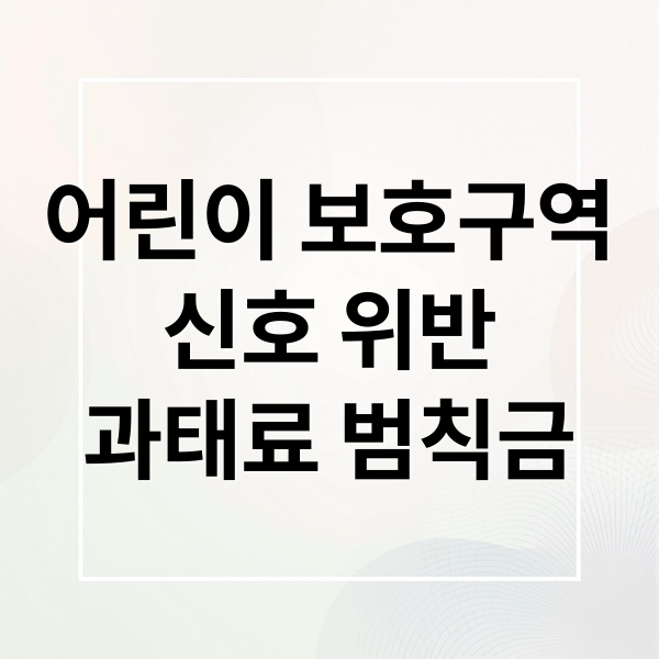 어린이 보호구역
신호 위반
과태료 범칙금 (어린이 보호구역 신호위반 범칙금 과태료)