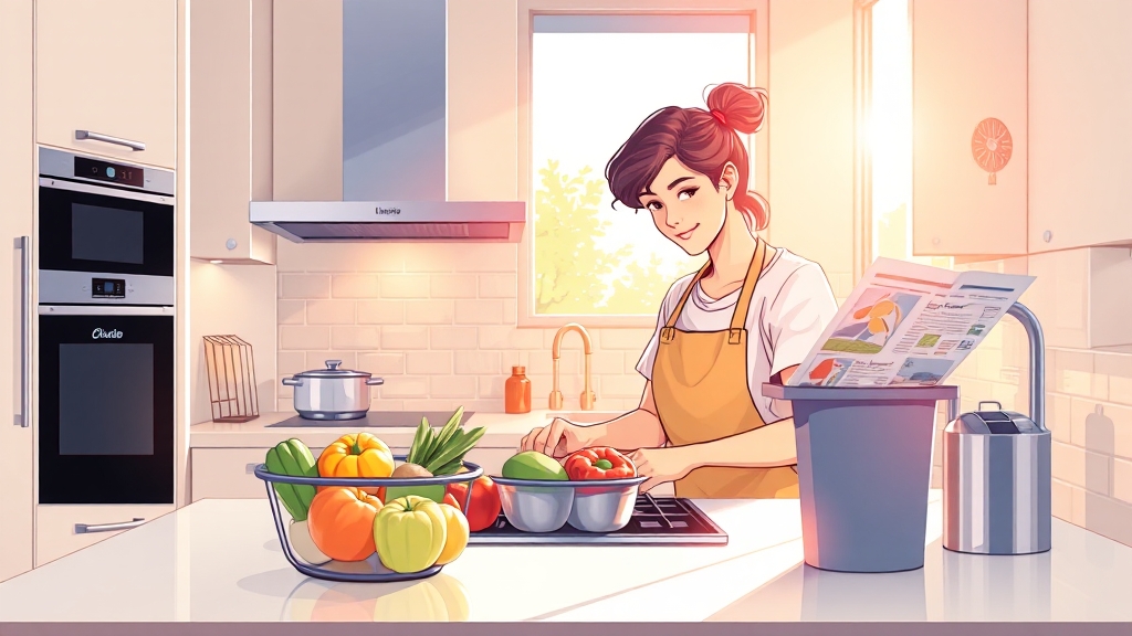 쾌적한 주방, 쓰레기통 관리법 (illustration 스타일)