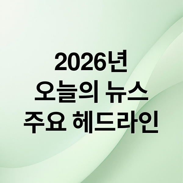 2026년
오늘의 뉴스
주요 헤드라인 (2026년 2월 9일 오늘의 주요 뉴스)