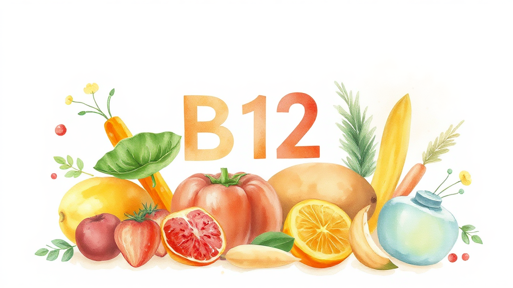 비타민 B12, 어떤 음식에 풍부할까요? (watercolor 스타일)