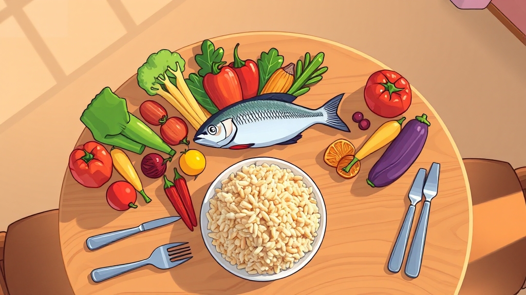 식단 및 영양 관리 (cartoon 스타일)