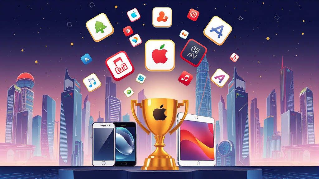 플랫폼별 수상 앱 (iPhone, iPad, Mac 등) (illustration 스타일)